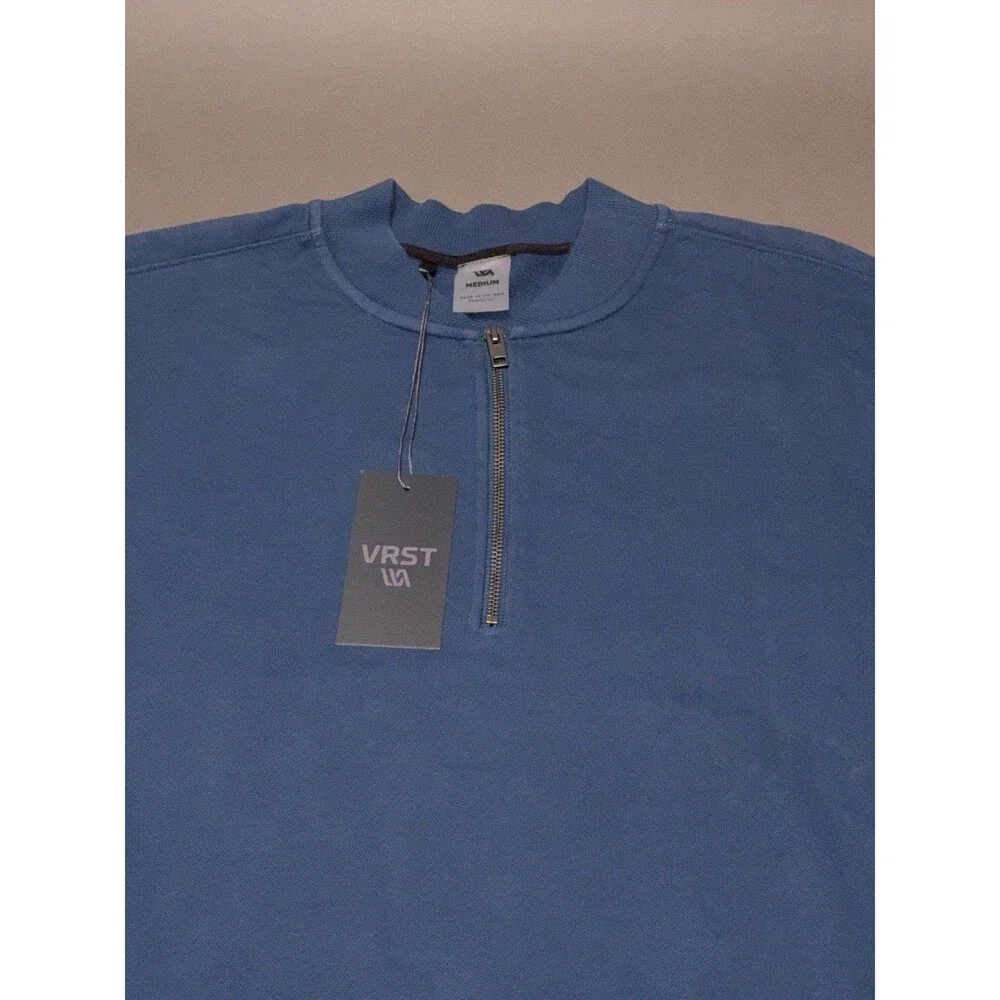 VRST Men's 1/4 Zip Pullover Long Sleeves Teal Blue Sweatshirt Medium NWT